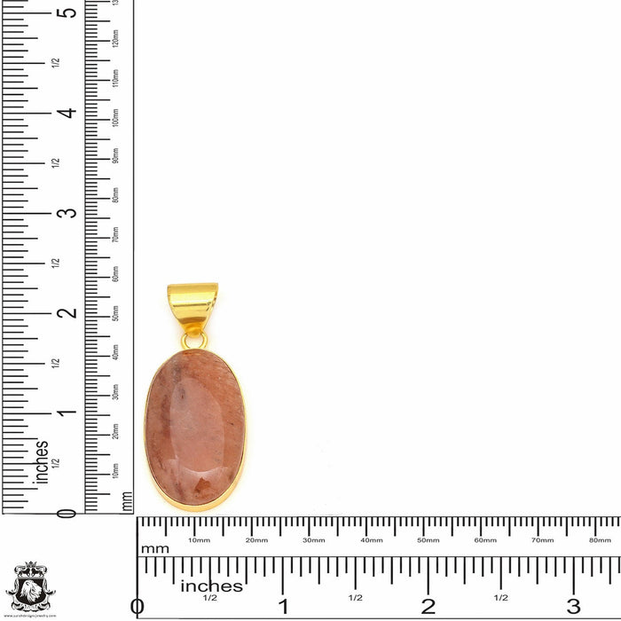 Strawberry Quartz 24K Gold Plated Pendant 3mm Snake Chain GPH552