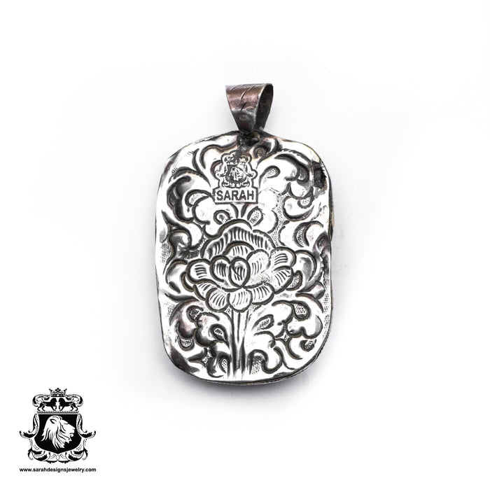 Ganesha  Carving Silver Pendant & Chain N279
