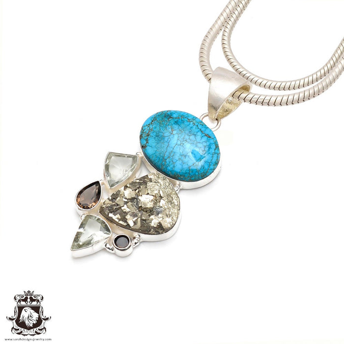 Turquoise Pyrite Pendant & Chain P9304