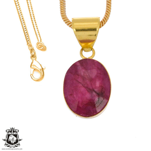 Ceylon Ruby 24K Gold Plated Pendant  GPH1269