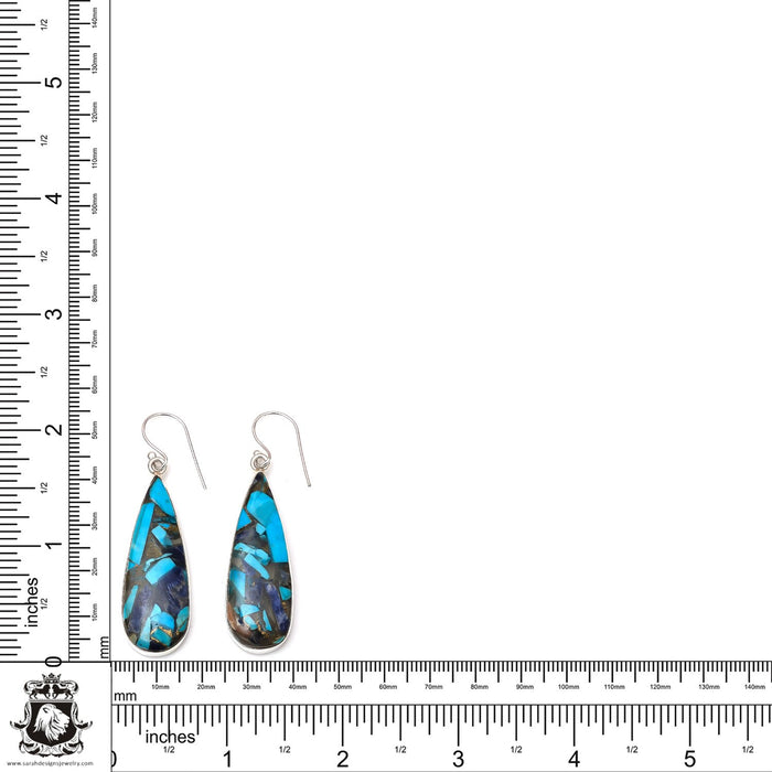 Turquoise Matrix 925 SOLID Sterling Silver Hook Dangle Earrings E340