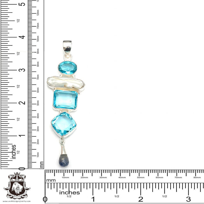 Blue Topaz Pendant & Chain P9388