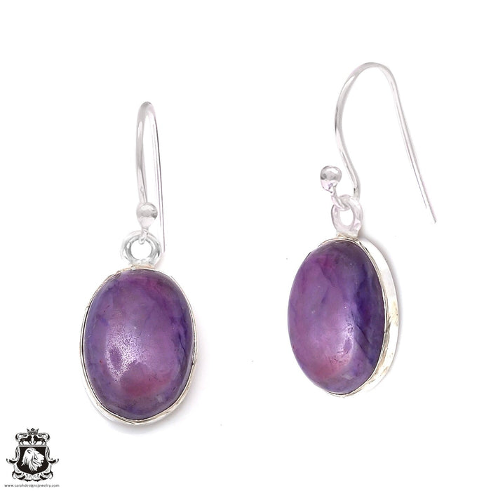 Purple Moonstone 925 SOLID Sterling Silver Hook Dangle Earrings E398