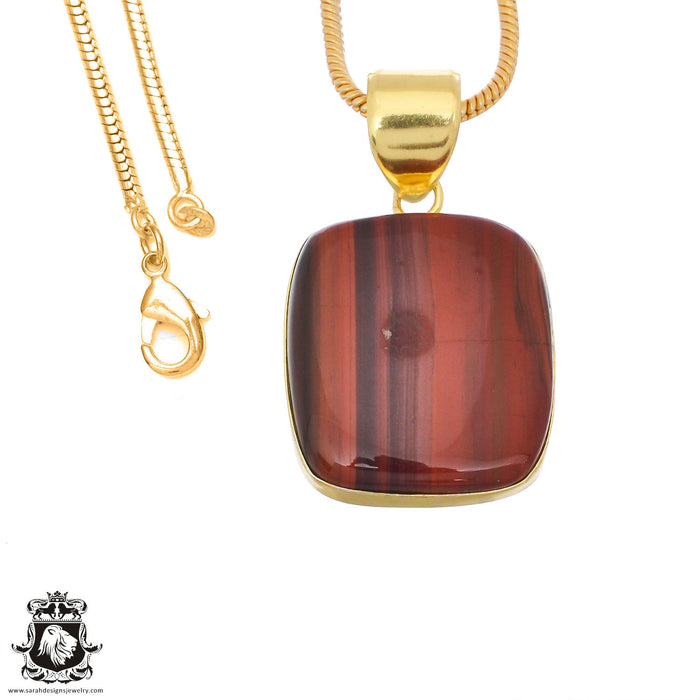 Iron Tiger's Eye 24K Gold Plated Pendant 3mm Snake Chain GPH1392