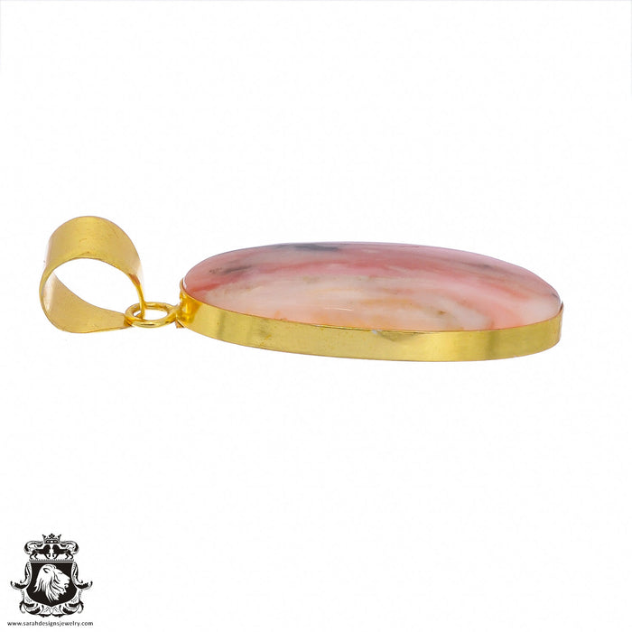 Peruvian Pink Opal 24K Gold Plated Pendant  GPH997
