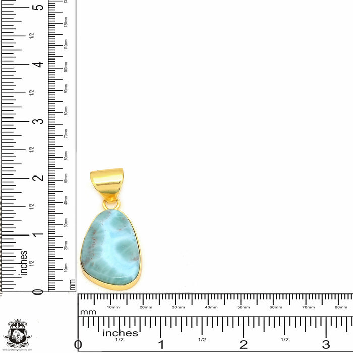 Larimar 24K Gold Plated Pendant  GPH526