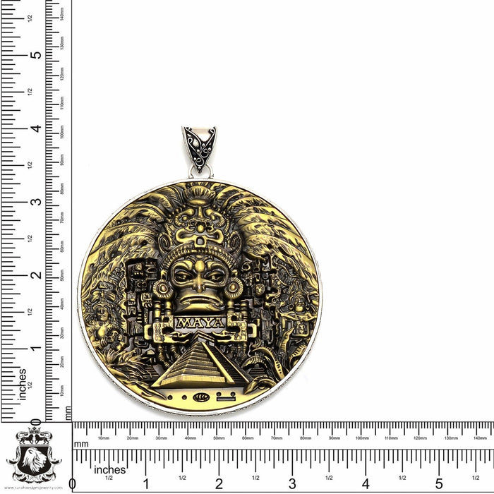 167 Gram Massive 4 Inch Solid Bronze Double Sided Coin Pendant Chain P8706