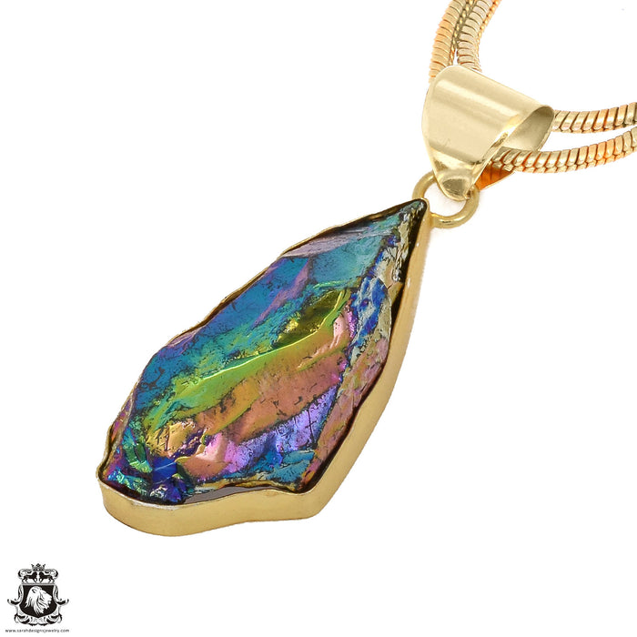 Titanium Aura Quartz 24K Gold Plated Pendant  GPH1173