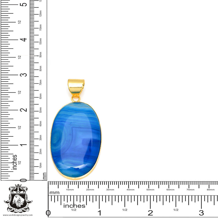 Ocean Blue Agate 24K Gold Plated Pendant  GPH454