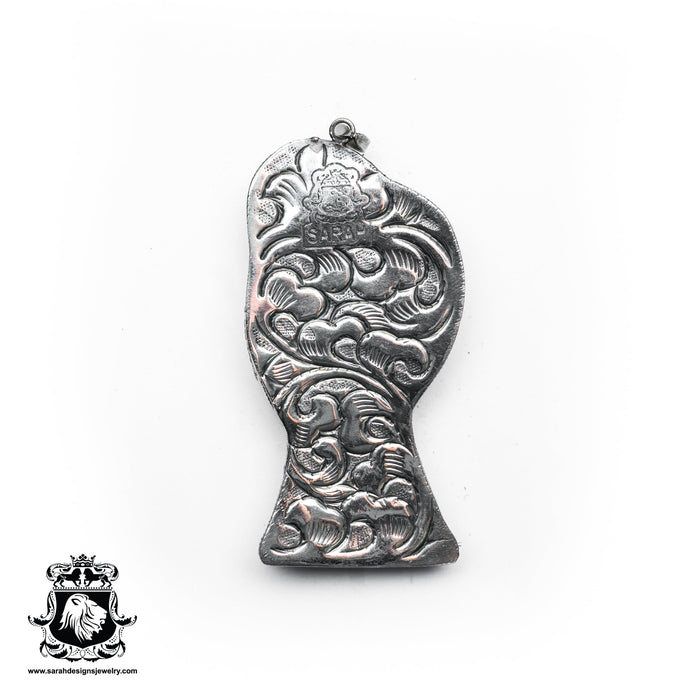 Grim Reaper  Carving Silver Pendant & Chain N536