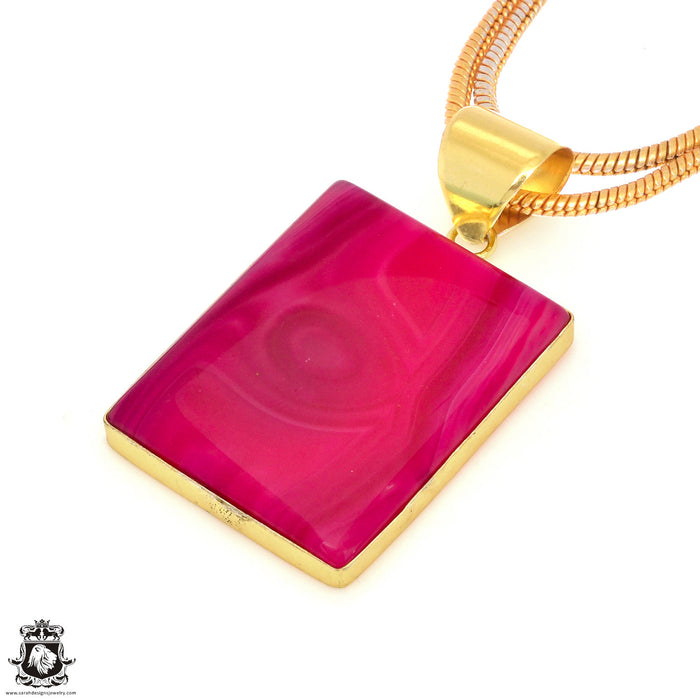Pink Banded Agate 24K Gold Plated Pendant  GPH1783