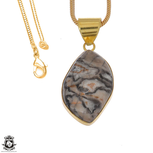 Porcelain Jasper 24K Gold Plated Pendant  GPH1085