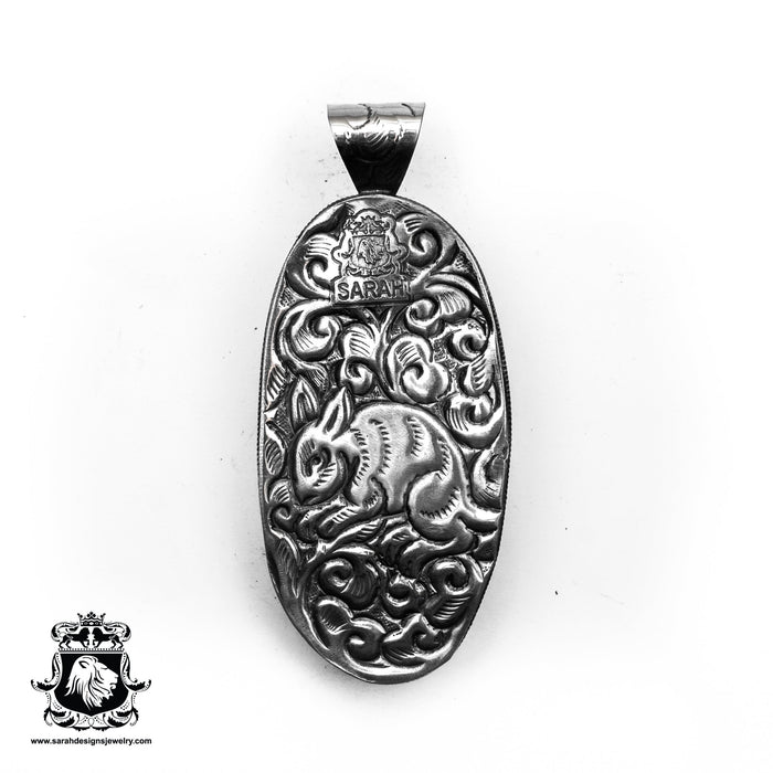 Bear Flock of Eagles  Carving Silver Pendant & Chain N441