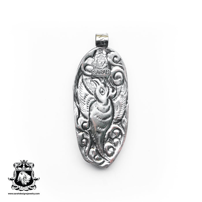 Medusa Skull  Carving Silver Pendant & Chain N491