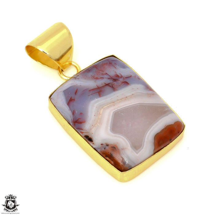 Laguna Lace Agate 24K Gold Plated Pendant 3mm Snake Chain GPH1630