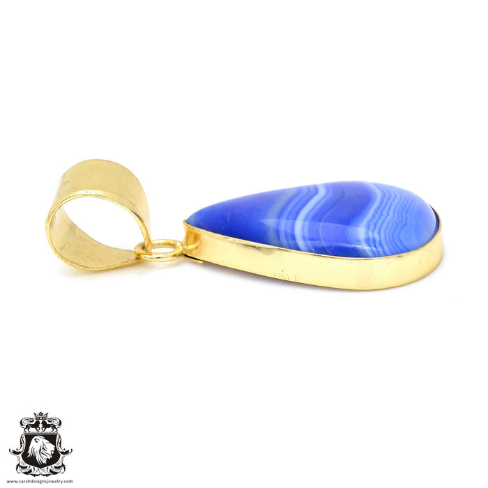 Ocean Blue Agate 24K Gold Plated Pendant  GPH453