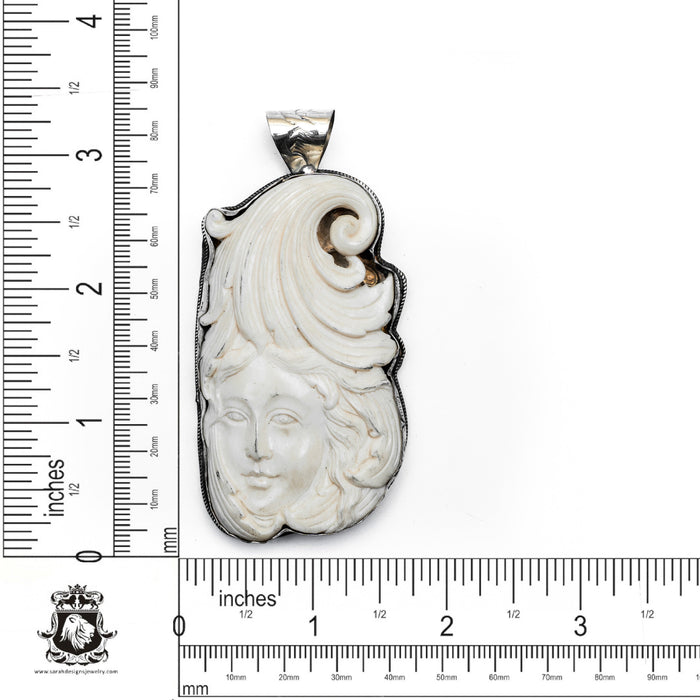 Amphitrite Greek Goddess of the Sea  Carving Silver Pendant & Chain N322