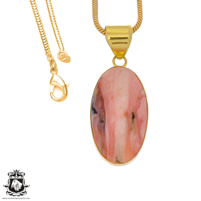 Peruvian Pink Opal 24K Gold Plated Pendant  GPH1003