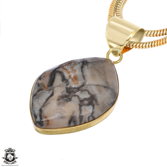 Porcelain Jasper 24K Gold Plated Pendant  GPH1088