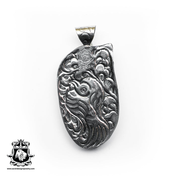 Horse Skull  Carving Silver Pendant & Chain N528