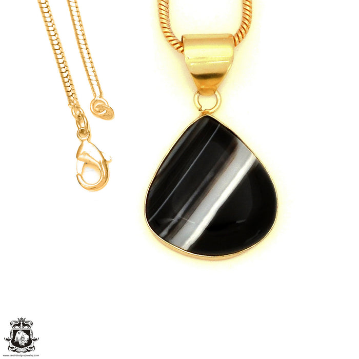 Banded Agate 24K Gold Plated Pendant  GPH1800