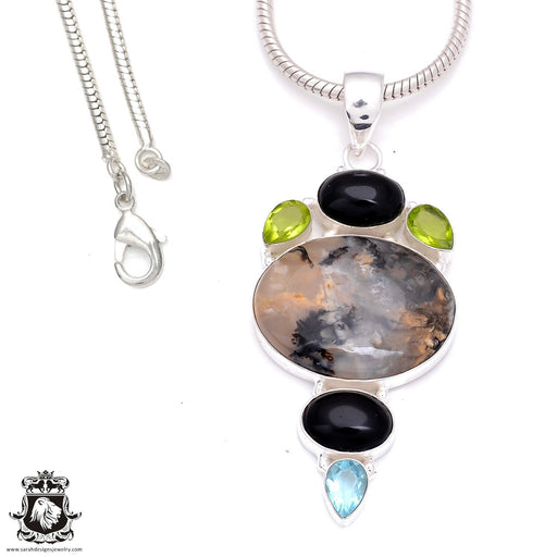 Dendritic Opal Pendant & Chain P7849