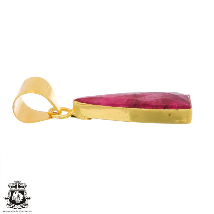 Ceylon Ruby 24K Gold Plated Pendant  GPH1273