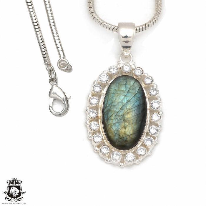 Labradorite Pendant 4mm Snake Chain P8484