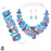 Charoite Blue Topaz Necklace Bracelet Earrings Set 839