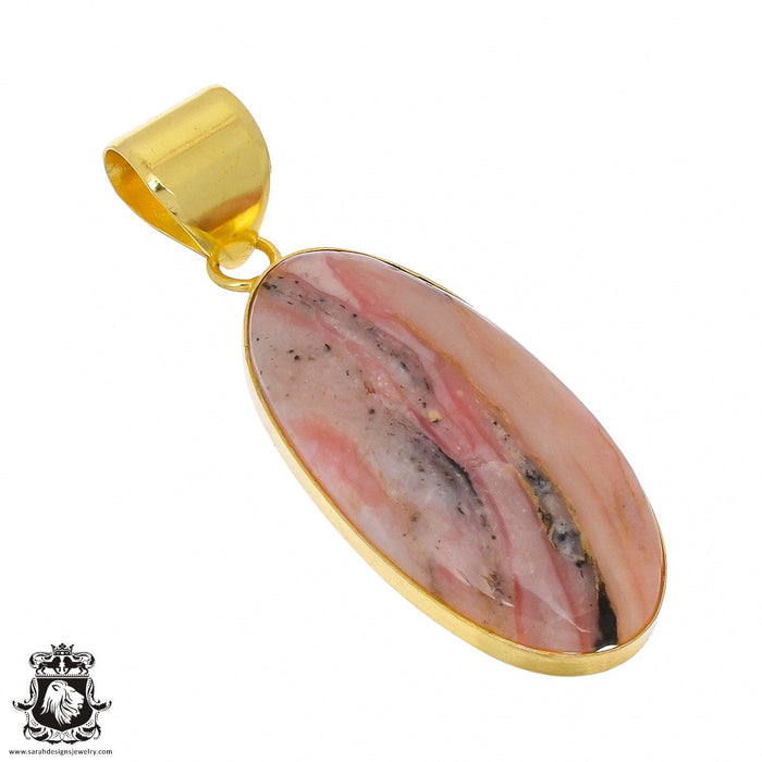 Peruvian Pink Opal 24K Gold Plated Pendant  GPH995