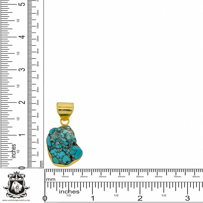 Turquoise Nugget 24K Gold Plated Pendant  GPH920