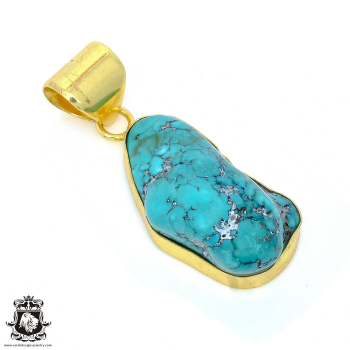 Turquoise Nugget 24K Gold Plated Pendant  GPH917