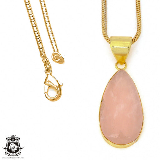 Rose Quartz 24K Gold Plated Pendant  GPH979