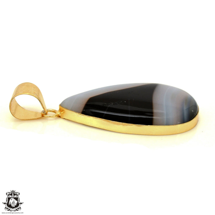 Banded Agate 24K Gold Plated Pendant  GPH1794