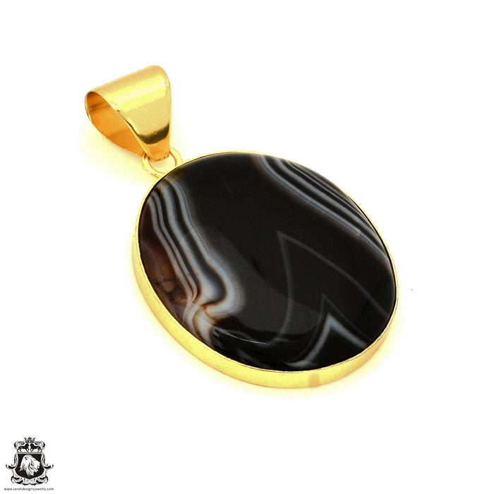 Banded Agate 24K Gold Plated Pendant  GPH1795