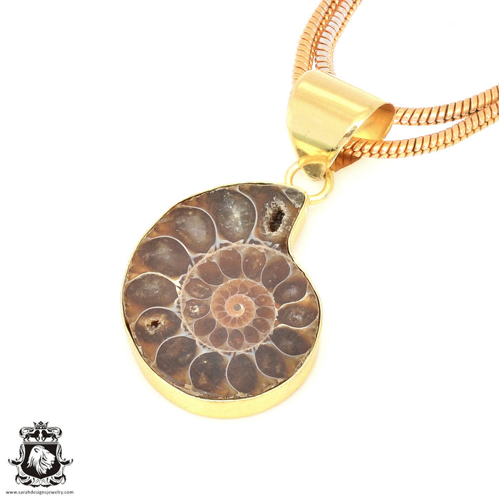 Ammonite 24K Gold Plated Pendant  GPH679