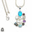3 Inch Turquoise Moonstone Pearl Pendant & Chain P8998
