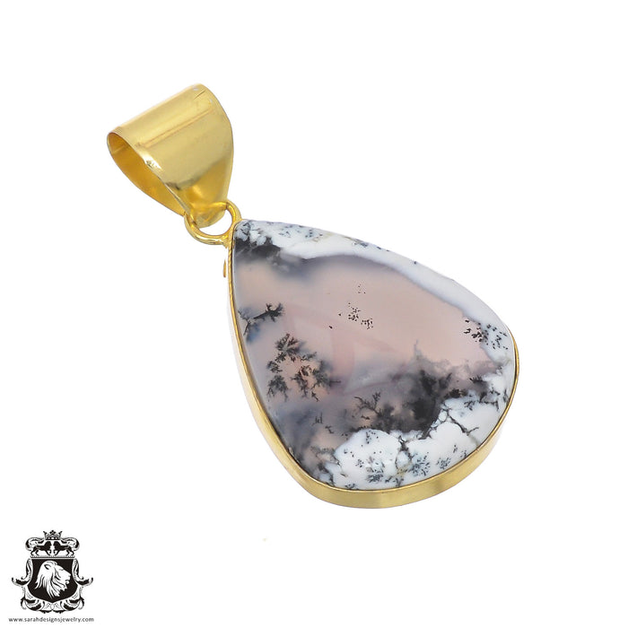 Dendritic Opal 24K Gold Plated Pendant 3mm Snake Chain GPH827