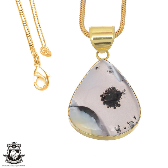 Dendritic Opal 24K Gold Plated Pendant  GPH825