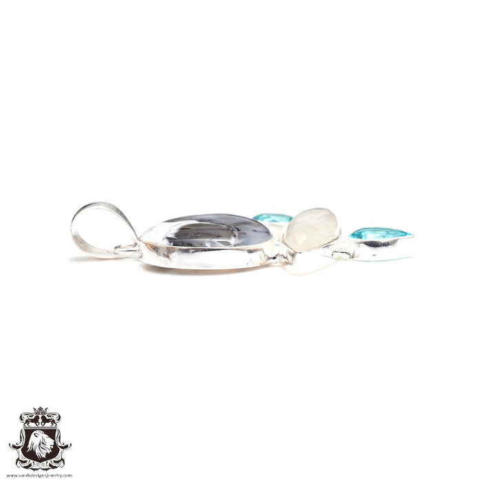 Dendritic Agate Moonstone Pendant & Chain P9330