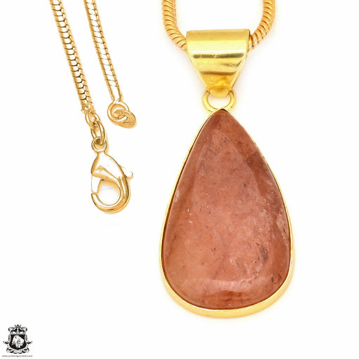 Strawberry Quartz 24K Gold Plated Pendant  GPH558