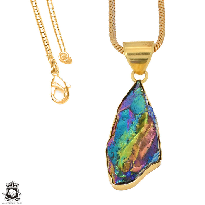 Titanium Aura Quartz 24K Gold Plated Pendant  GPH1173