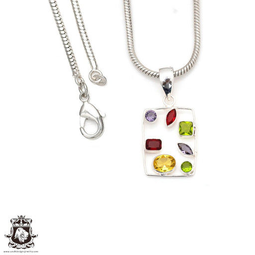 Garnet Citrine Peridot Pendant Gemstone Necklace • Minimalist Necklace P9072