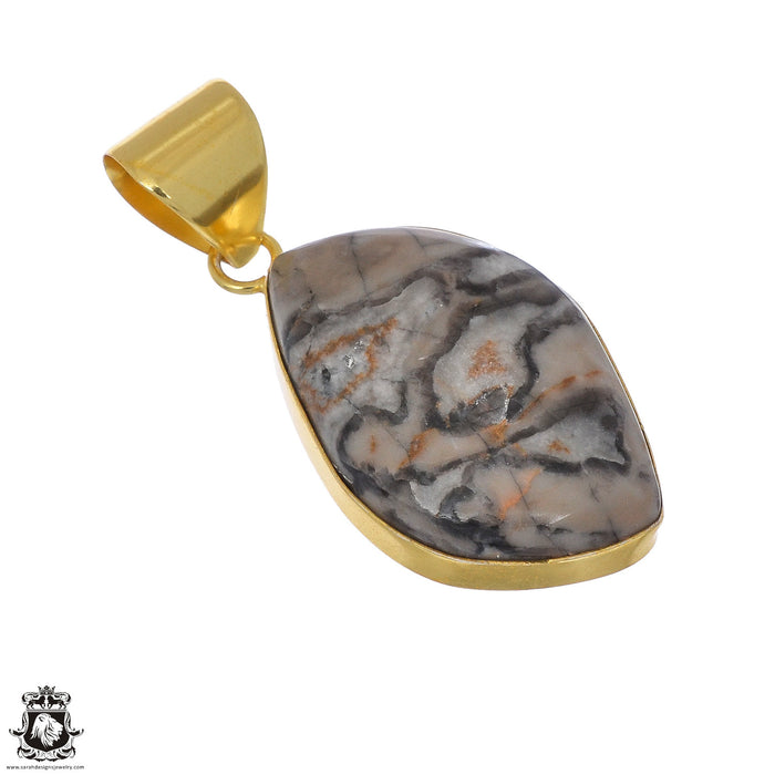 Porcelain Jasper 24K Gold Plated Pendant  GPH1085