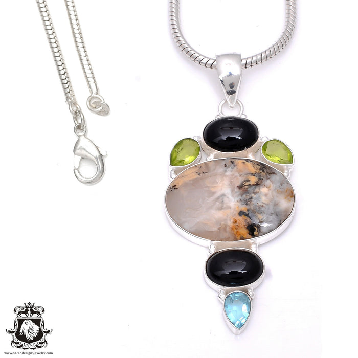 Merlinite Dendritic Opal Pendant & Chain P7897