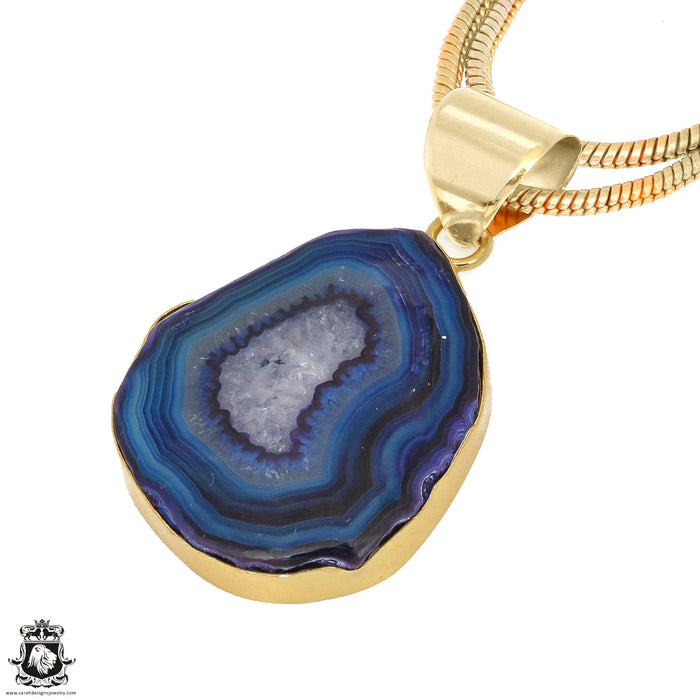 Ocean Blue Stalactite 24K Gold Plated Pendant  GPH1164