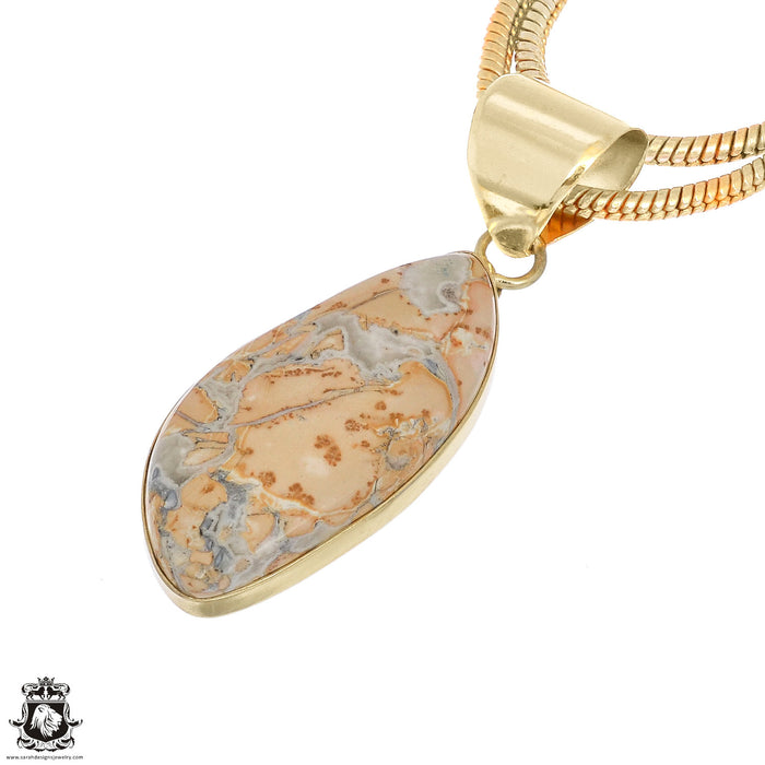 Yellow Dendritic Opal 24K Gold Plated Pendant  GPH1107