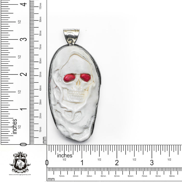 Hooded Grim Reaper  Carving Silver Pendant & Chain N499