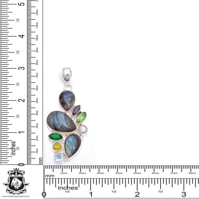 3 Inch Labradorite Pendant & Chain P7917