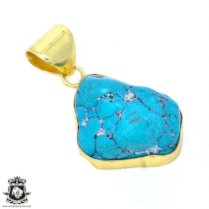 Turquoise Nugget 24K Gold Plated Pendant  GPH919